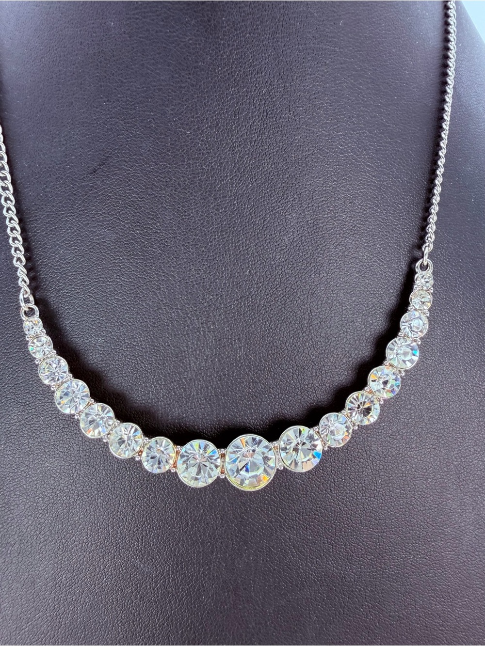 Crystals Gem Graduate Rhinestone Necklace Extra Large Stones Statement 16 -21”